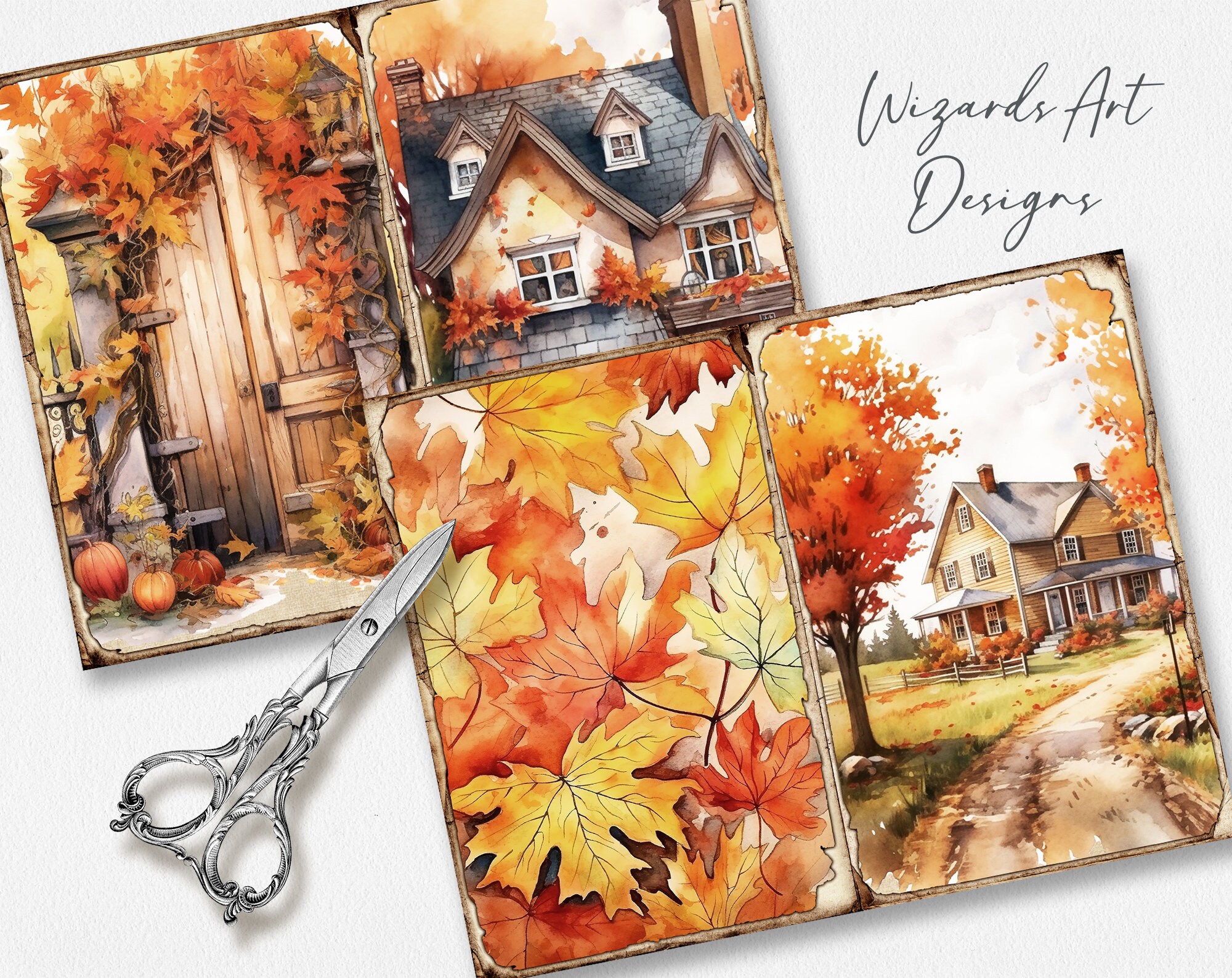 Cozy Autumn 2 Junk Journal Pages, Fall Ephemera, Scrapbook Printables ...