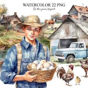 Bundle de cliparts ferme 22 PNG, clipart animaux de la ferme, clipart ferme, clipart été, anniversaire bricolage, Invitations, tenue de journal, scrapbooking