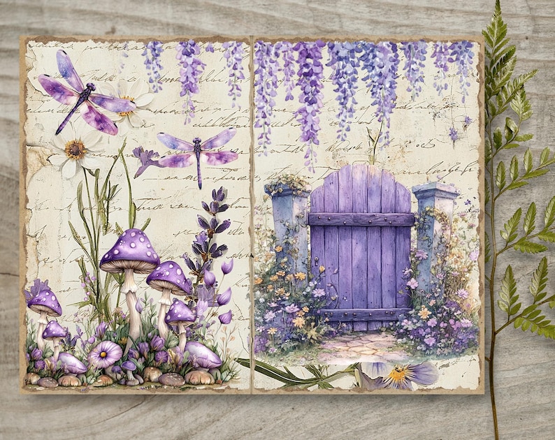 Purple Fairies 1 Junk Journal Pages, Spring Ephemera, Scrapbook ...