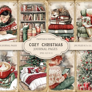 Gezellige kerst Junk Journal afdrukbare pagina's, Junk Journal Kit, afdrukbare plakboek, afdrukbaar papier, digitale collage, Instant Download