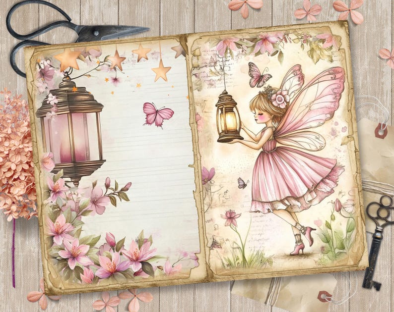 Fairy Garden Junk Journal Kit: Printable Scrapbook Pages, Fairies ...