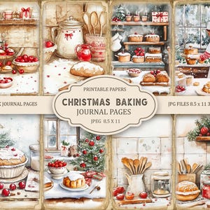 Christmas Baking Junk Journal Pages, Winter Ephemera, Scrapbook printable, Printable Paper, Digital Collage, Spring Pages, Digital Collage