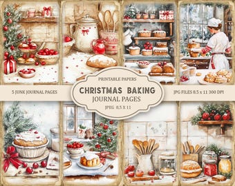 Christmas Baking Junk Journal Pages, Winter Ephemera, Scrapbook printable, Printable Paper, Digital Collage, Spring Pages, Digital Collage