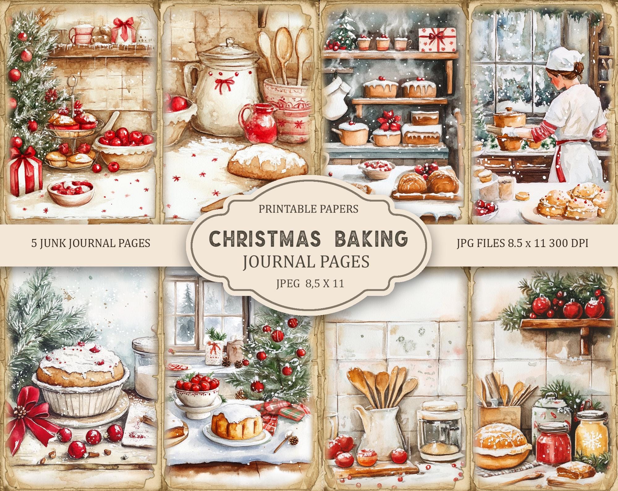 christmas-baking-junk-journal-pages-winter-ephemera-scrapbook-printable-printable-paper-digital-collage-spring-pages-digital-collage-etsy
