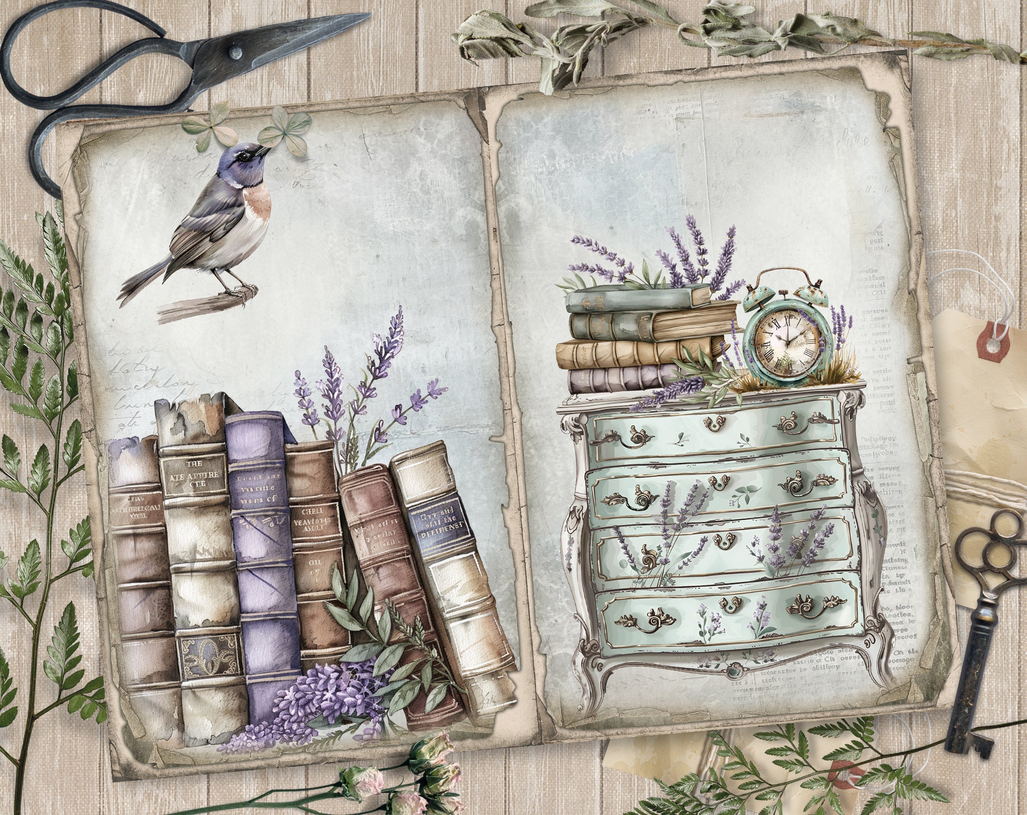Lavender Cottage Junk Journal Pages, Spring Ephemera, Scrapbook ...
