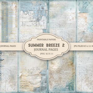 Summer Breeze 2 ongewenste tijdschriftpagina's, ephemera manuscript, afdrukbaar plakboek, afdrukbaar papier, digitale collage, noodlijdend.