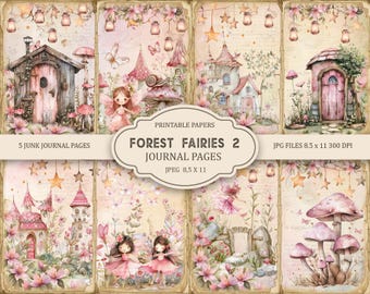 Fairy Garden 2 Junk Journal Pages, Spring Ephemera, Scrapbook printable, Printable Paper, Digital Collage, Spring Pages, Digital Collage