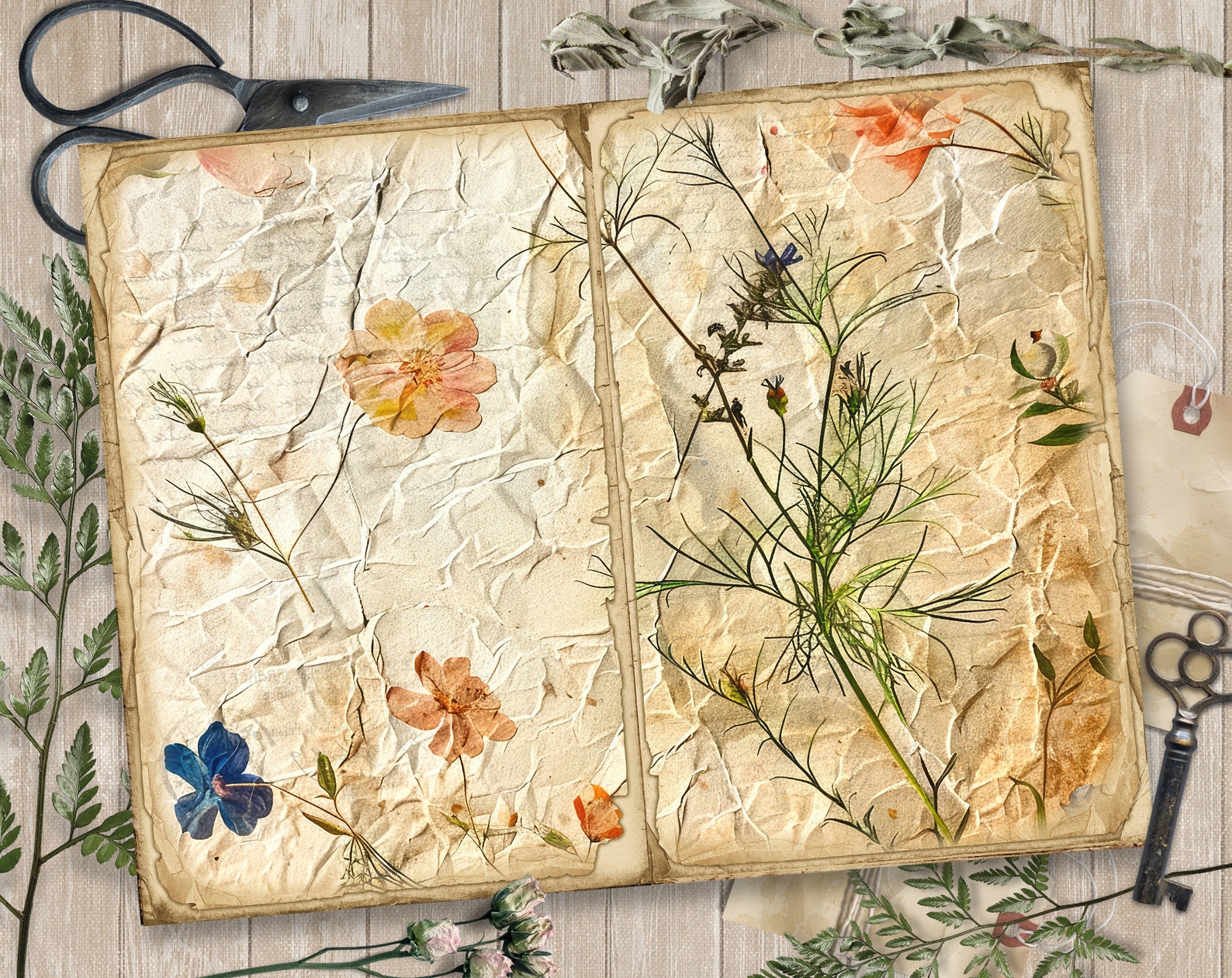 Vintage Floral Junk Journal Pages, Spring Ephemera, Scrapbook Printable ...