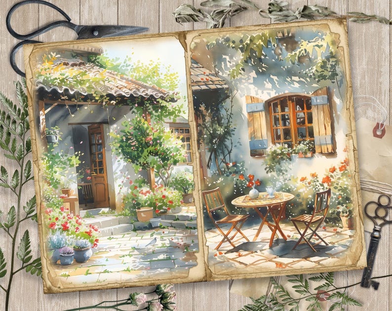 Cottage Garden, Junk Journal Pages, Spring Ephemera, Scrapbook ...