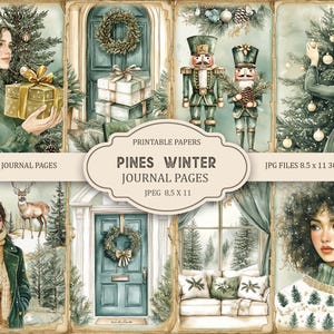 Páginas imprimibles de diario basura de invierno de Pines, kit de diario basura, álbum de recortes, papel imprimible, collage digital, descarga instantánea