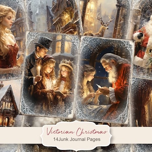 Viktorianische Weihnachten-2 Junk Journal Kit, Frohe Weihnachten Junk Journal Seiten, Nikolaus Szene Junk Journal Druckbares Papier, Digital Collage Sheet