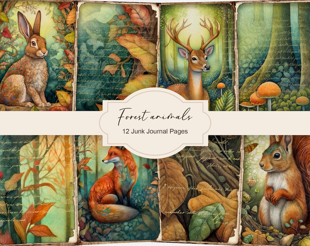 Forest Animals Junk Journal Pages, Fall Ephemera, Scrapbook Printables ...
