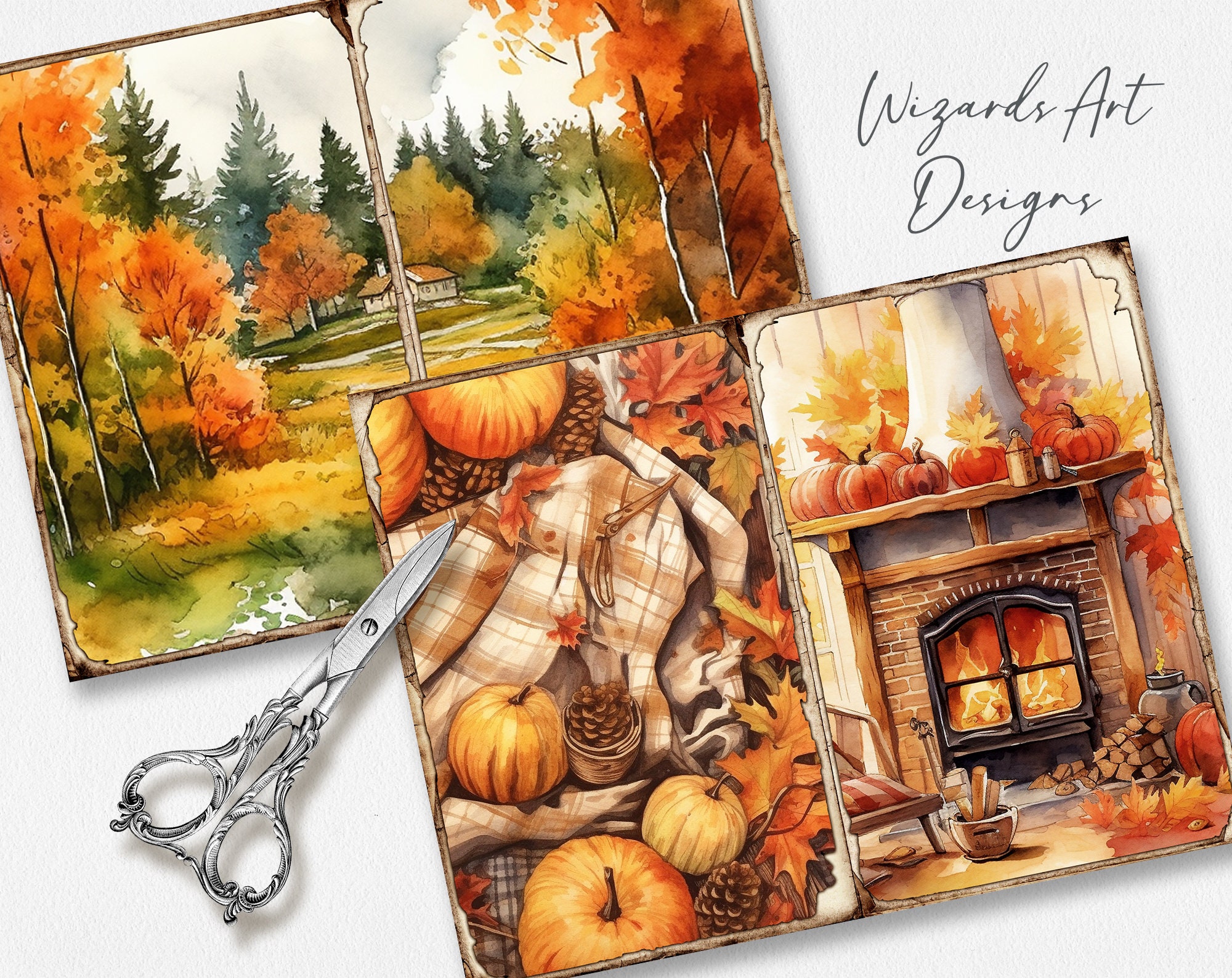 Cozy Autumn 2 Junk Journal Pages, Fall Ephemera, Scrapbook Printables ...