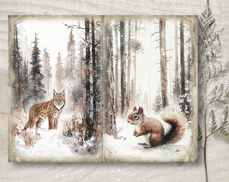 Forest Christmas Junk Journal Kit: Printable Scrapbook Pages (PDF ...