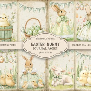 Osterhase Junk Journal Seiten, Ostern Digital Paper Scrapbooking, Ostern Digital Paper, Ostern JPG, Digital Collage Sheet, Printable