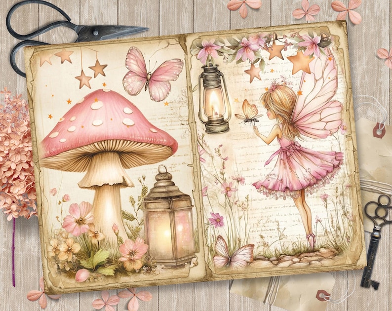 Fairy Garden Junk Journal Kit: Printable Scrapbook Pages, Fairies ...