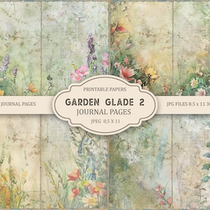 Kit de diario Garden Glade 2, 5 páginas digitales para diario basura, 28 x 21,5 cm, imprimible, manualidades de papel, descarga instantánea