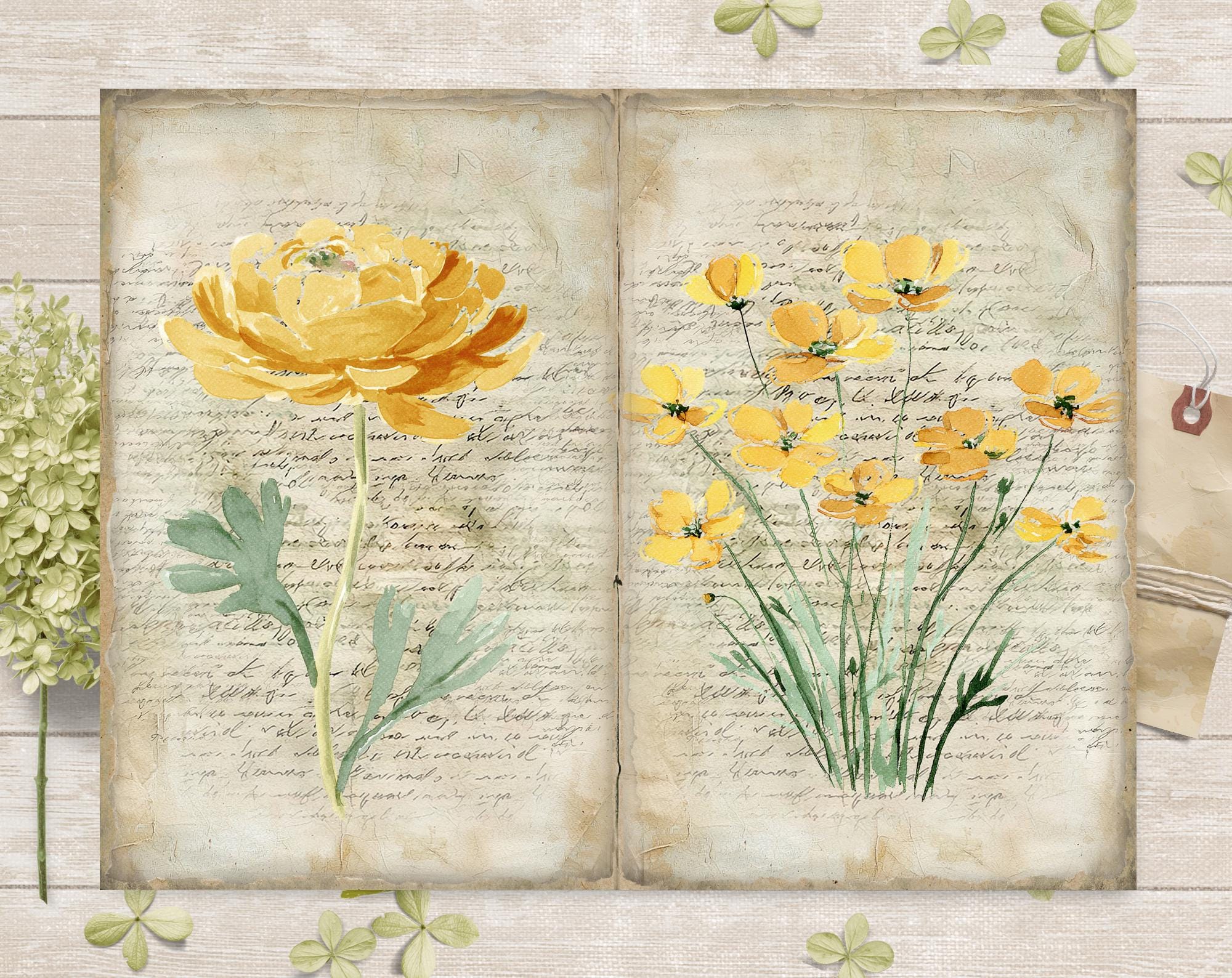 Spring Flowers Junk Journal Pages Kit: Printable Garden Scrapbook ...
