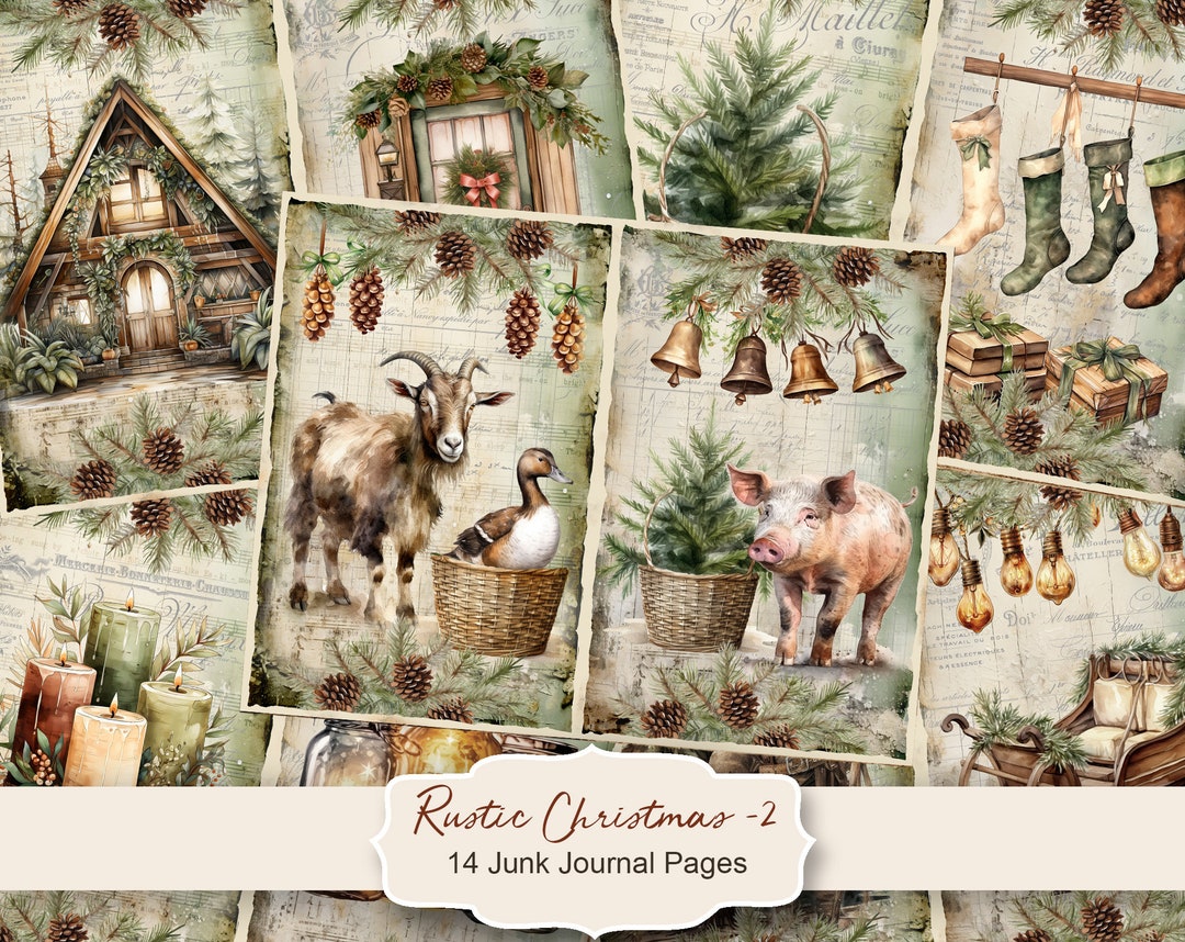Rustic Christmas -2 Junk Journal Kit, Merry Christmas Junk Journal ...