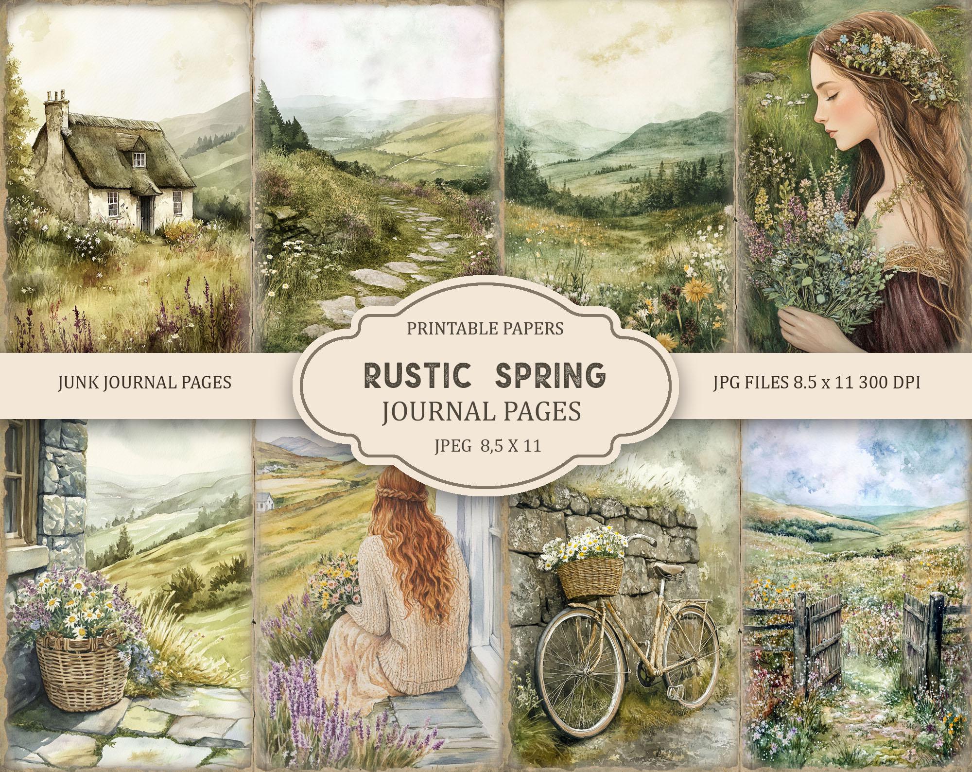 Rustic Spring Pages Junk Journal Kit: Printable Scrapbook Pages ...