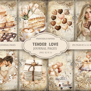 Kit de diário Tender Love 3, páginas de diário de lixo de dia dos namorados, 11 x 8,5, itens efêmeros de diário para impressão, artesanato em papel, download instantâneo
