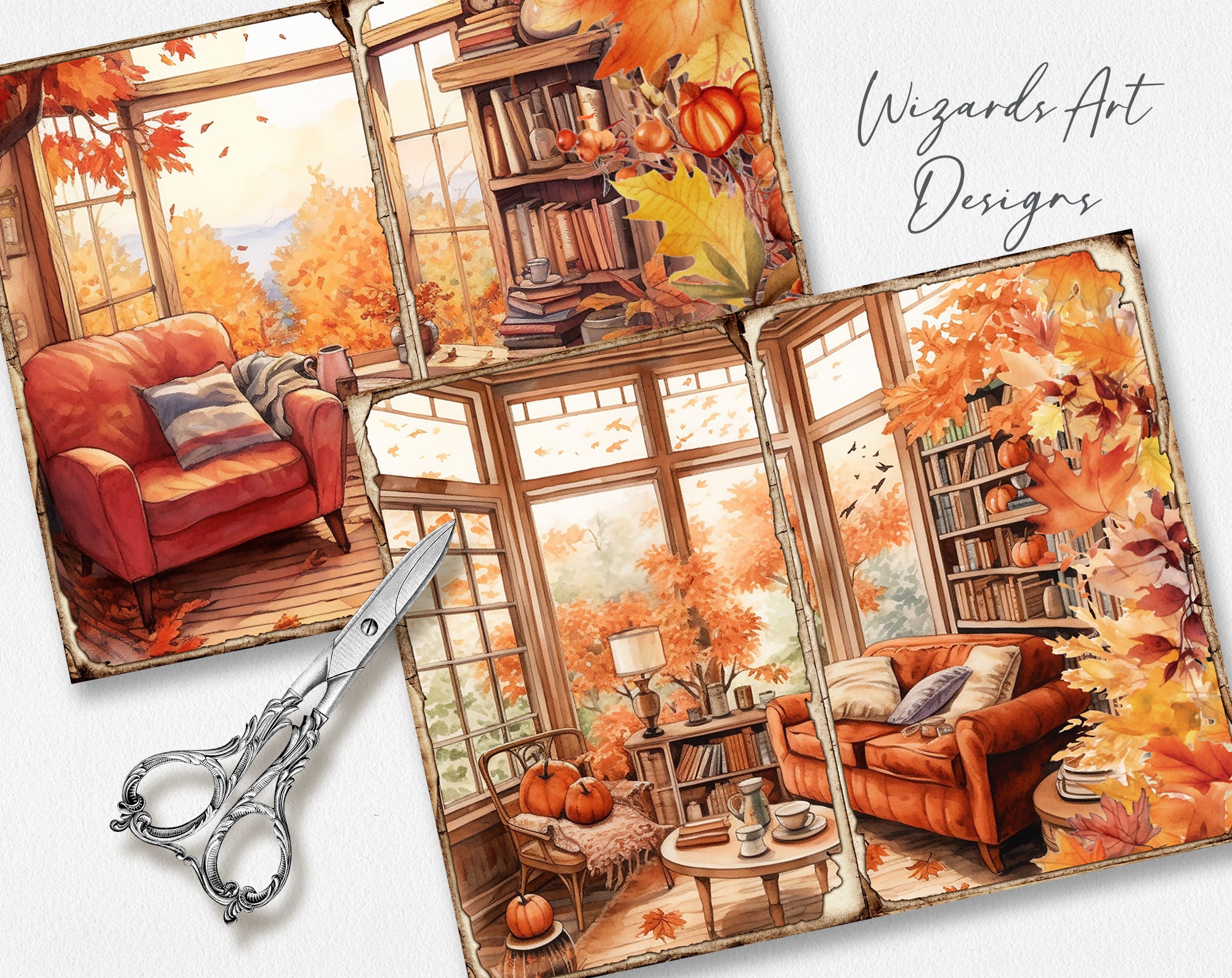 Cozy Autumn 2 Junk Journal Pages, Fall Ephemera, Scrapbook Printables ...