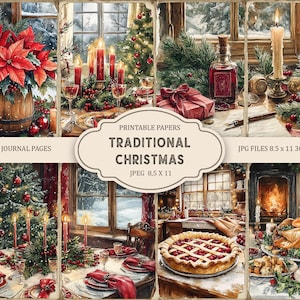 Tradizionale Natale 1 Junk Journal Pagine stampabili, Kit Junk Journal, Album, Carta stampabile, Collage digitale, Download immediato