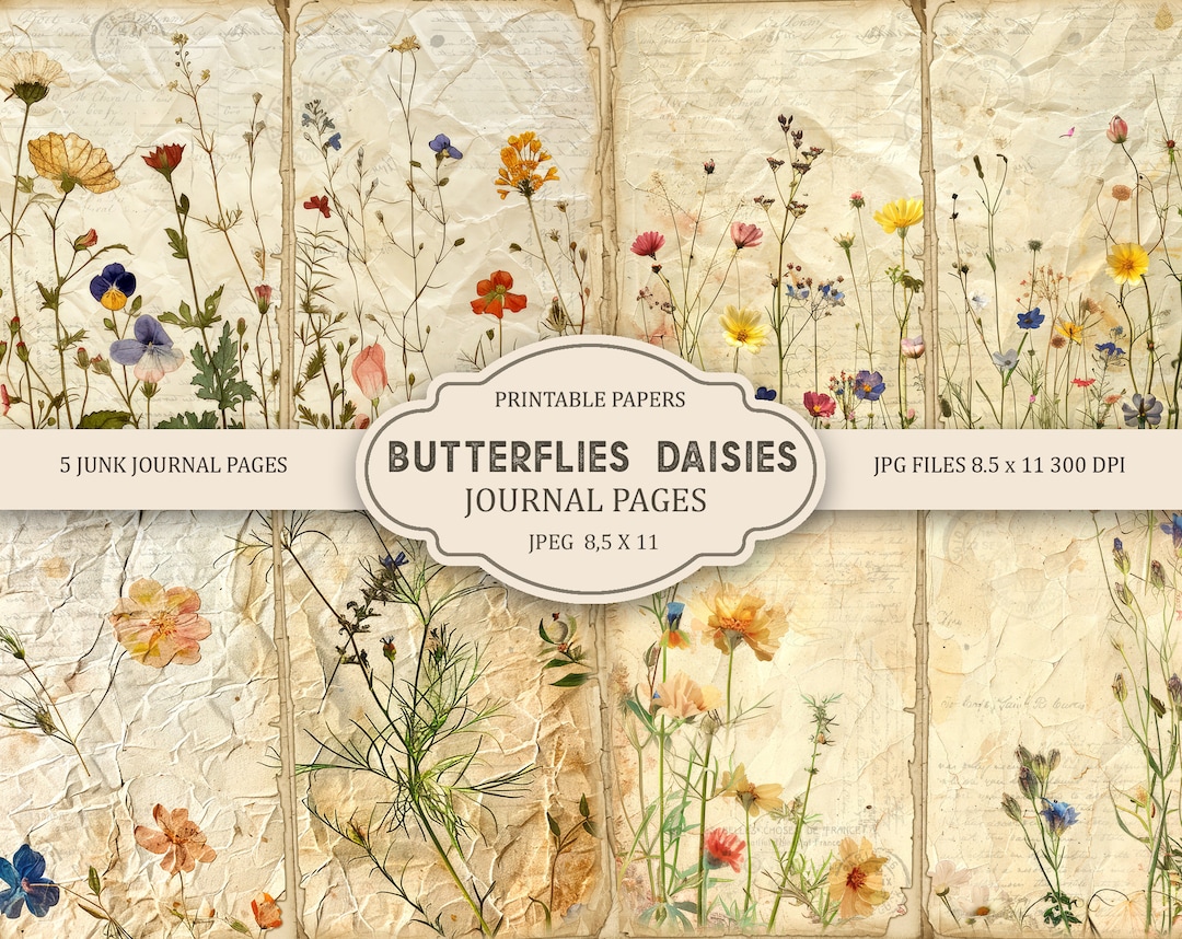 Vintage Floral Junk Journal Pages, Spring Ephemera, Scrapbook Printable ...