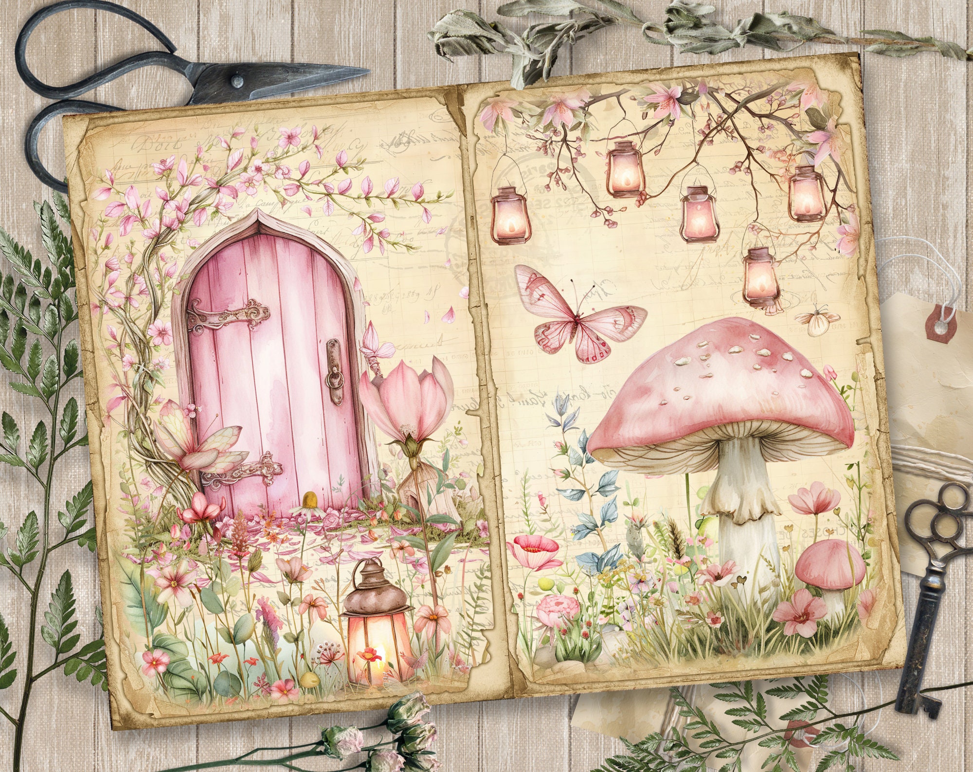 Fairy Garden Junk Journal Kit: Printable Scrapbook Pages, Fairies ...