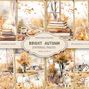 Pages lumineuses du journal indésirable de l'automne, éphémères d'automne, album à imprimer, papier imprimable, collage numérique, pages d'automne, collage numérique