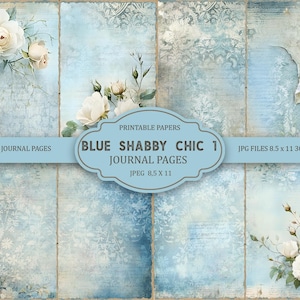 Blue Shabby Chic 1 Junk Journal Pagine Stampabili, Kit Junk Journal, Album Stampabile, Carta, Foglio Collage Digitale, Download Istantaneo