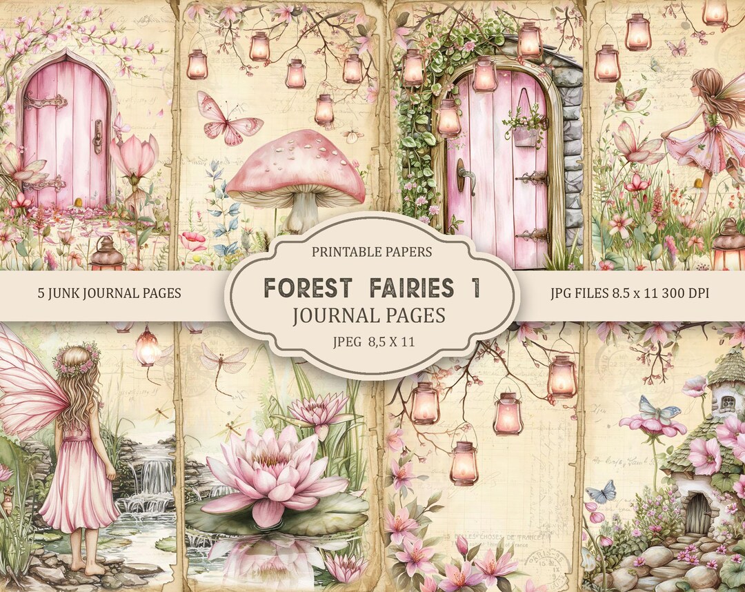Fairy Garden Junk Journal Kit: Printable Scrapbook Pages, Fairies ...
