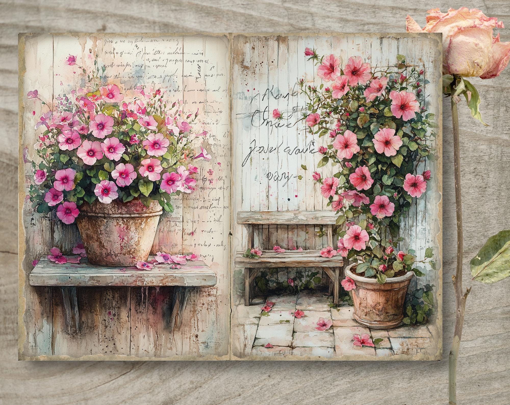 Shabby Chic Garden Junk Journal Pages, Spring Ephemera, Scrapbook ...
