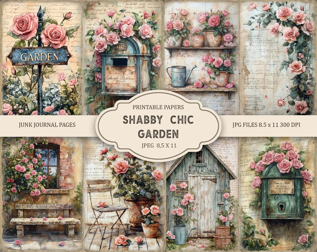 Shabby Chic Garden Junk Journal Pages, Spring Ephemera, Scrapbook ...
