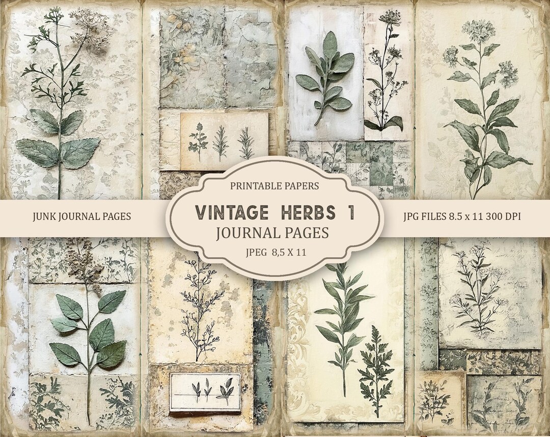 Vintage Herbs 1 Junk Journal Printable Pages, Junk Journal Kit ...