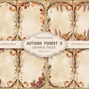 Forêt d'automne 2 pages imprimables de journal indésirable, kit de journal indésirable, scrapbooking imprimable, papier imprimable, collage numérique, téléchargement immédiat