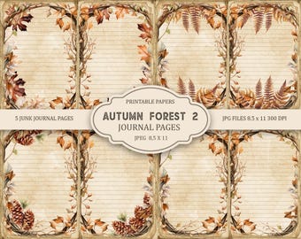Autumn forest Junk Journal Kit: Printable Scrapbook Pages, Fall (PDF), Part 2