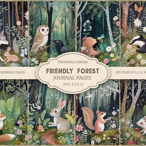 Freundliche Wald Junk Journal Seiten, Frühling Ephemera, Scrapbook druckbare, bedruckbares Papier, digitale Collage, Frühling Seiten, digitale Collage