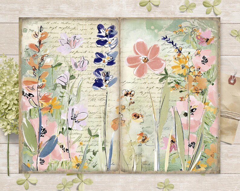 Tender Spring Junk Journal Pages Kit: Floral Scrapbook Papers (JPG) - Etsy