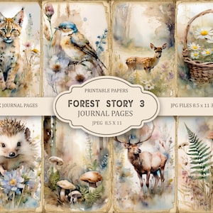 Wald Geschichte 3 Junk Journal druckbare Seiten, Junk Journal Kit, Scrapbook druckbare, bedruckbares Papier, Digital Collage, Instant Download