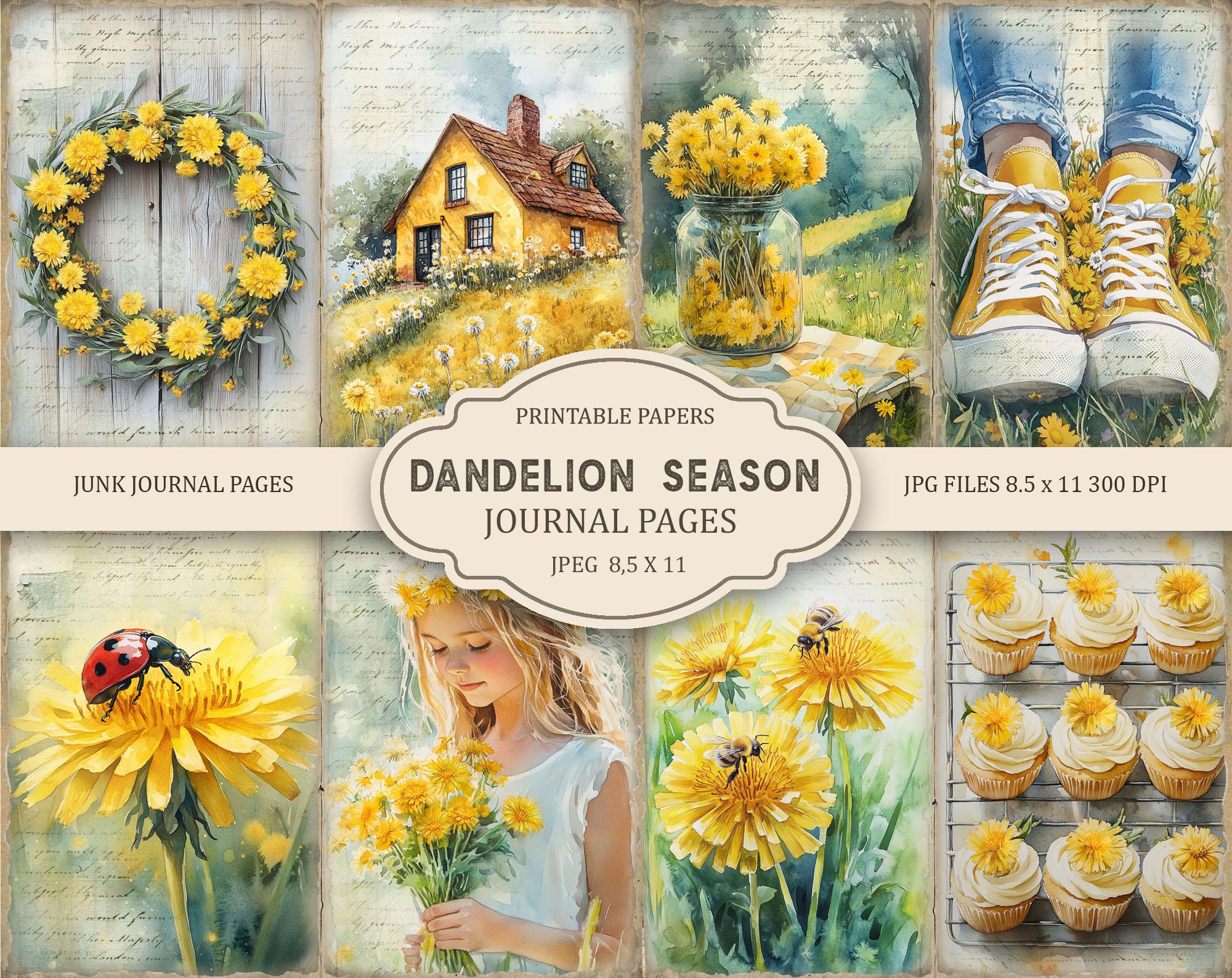 Dandelion Season Junk Journal Pages Kit: Printable Garden Flowers Part ...