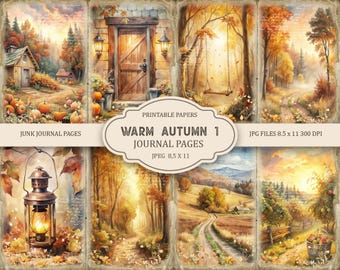 Warm Autumn Junk Journal Kit: Printable Scrapbook Pages (PDF), Part 1