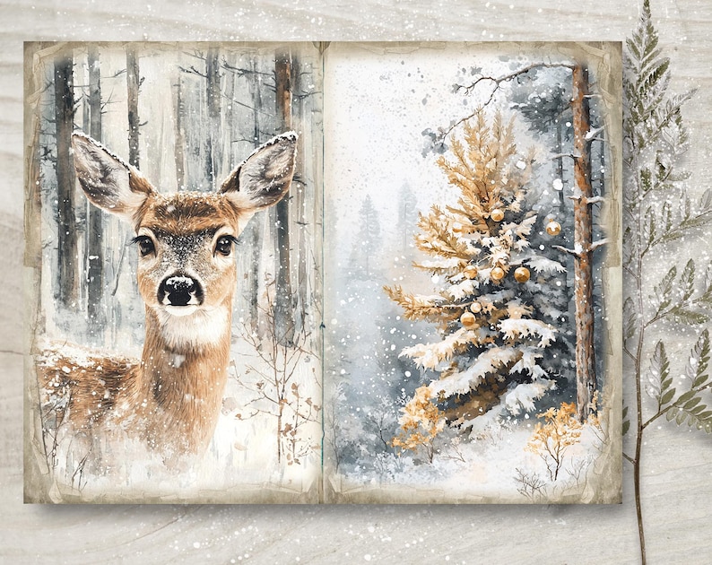 Forest Christmas Junk Journal Kit: Printable Scrapbook Pages (JPG, PDF ...