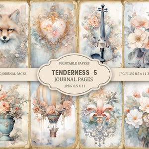 Ternura 5 Junk Journal Páginas imprimíveis, Junk Journal Kit, Scrapbook imprimível, Papel imprimível, Colagem digital, Download instantâneo