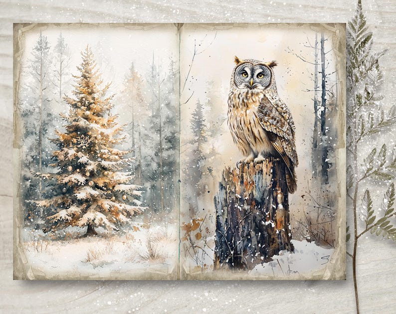 Forest Christmas Junk Journal Kit: Printable Scrapbook Pages (JPG, PDF ...