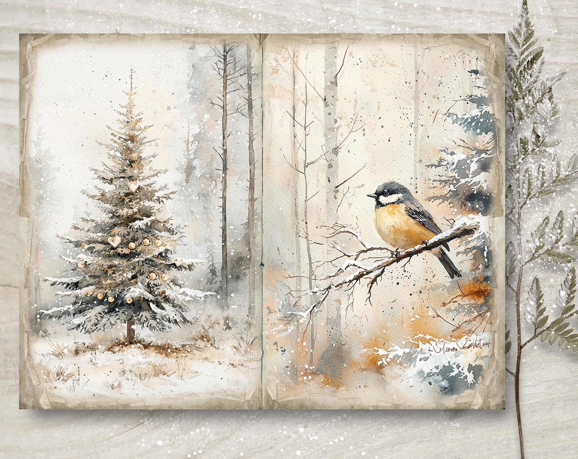 Forest Christmas Junk Journal Kit: Printable Scrapbook Pages (JPG, PDF ...