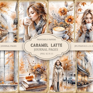 Caramel Latte 2 Pages imprimables pour le journal indésirable, kit de journal indésirable, scrapbooking imprimable, papier imprimable, collage numérique, téléchargement immédiat