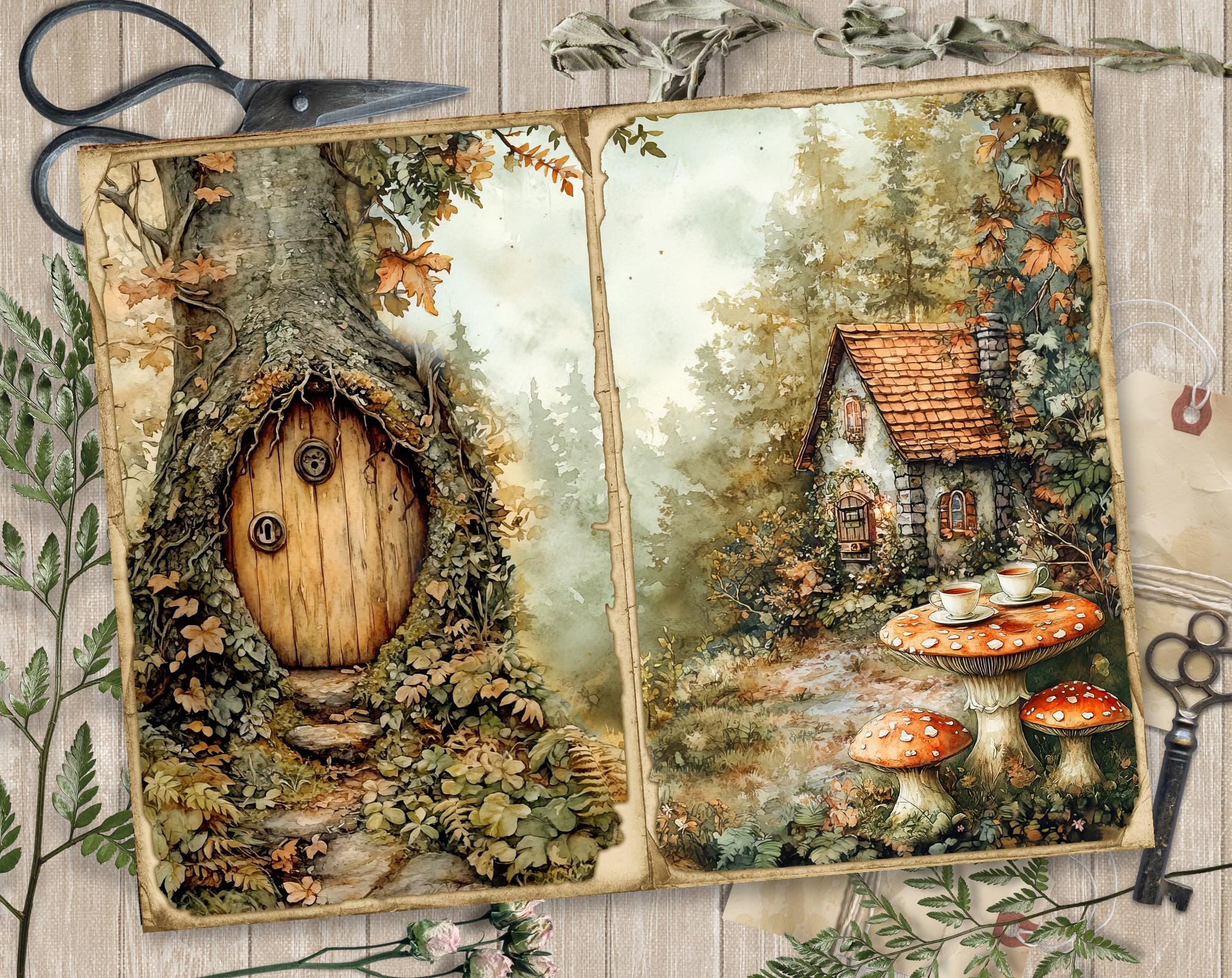 Fairy Woodland Junk Journal Pages, Spring Ephemera, Scrapbook Printable ...