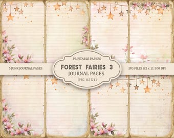 Fairy Garden 3 Junk Journal Pages, Spring Ephemera, Scrapbook printable, Printable Paper, Digital Collage, Spring Pages, Digital Collage
