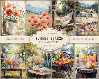 Summer Season Junk Journal Kit: Printable Scrapbook Pages,  (JPC) Part 1